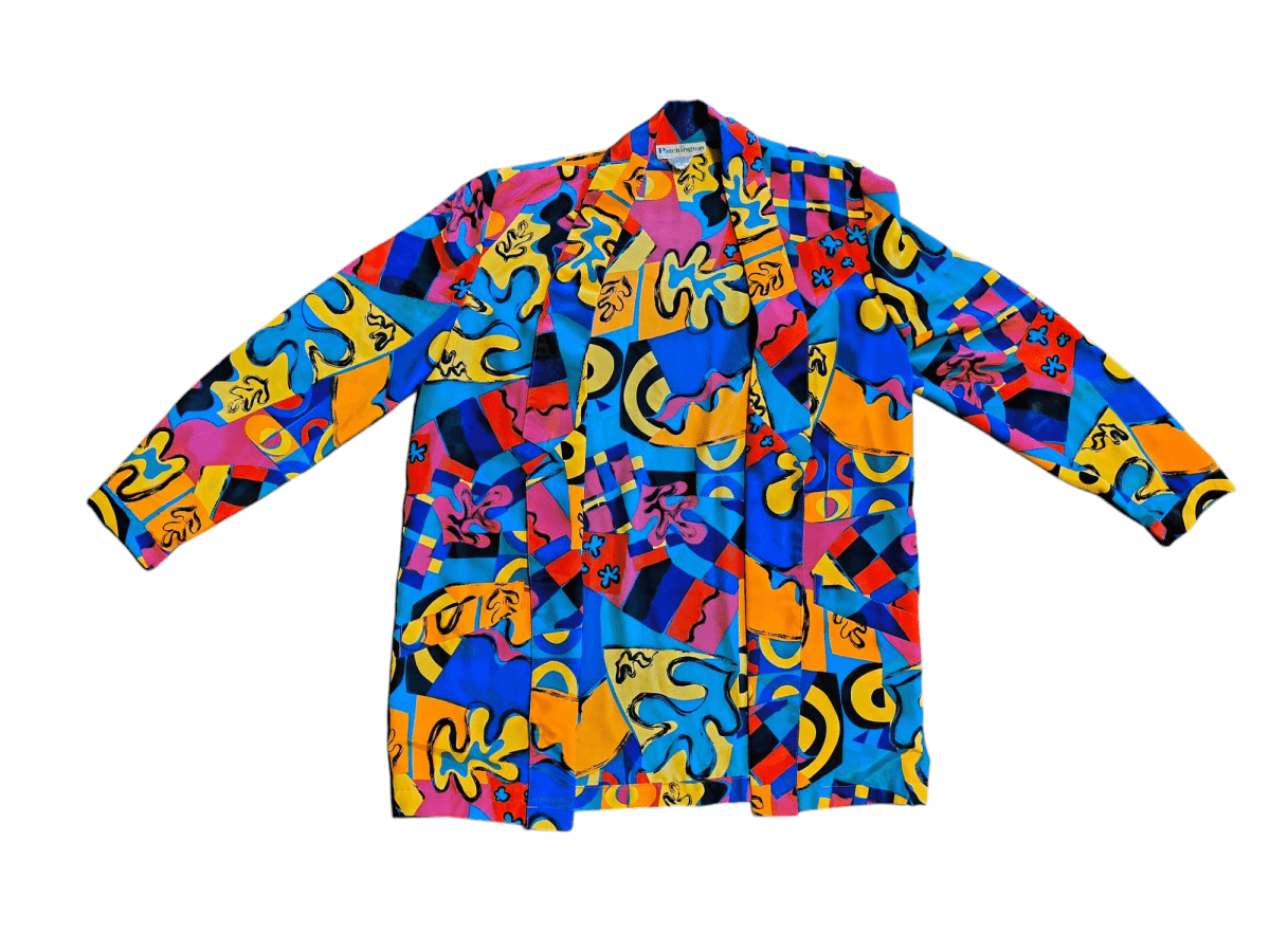 90s Style Funky Rainbow Shapes Cover Up - Long Sleeve T-Shirt - ThrowbackBuys - Shiznit