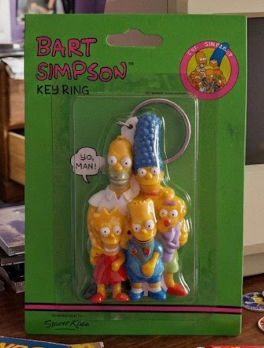 Vintage 1990 The Simpsons Family Key Ring Key Chain - New - Unpunched Hole