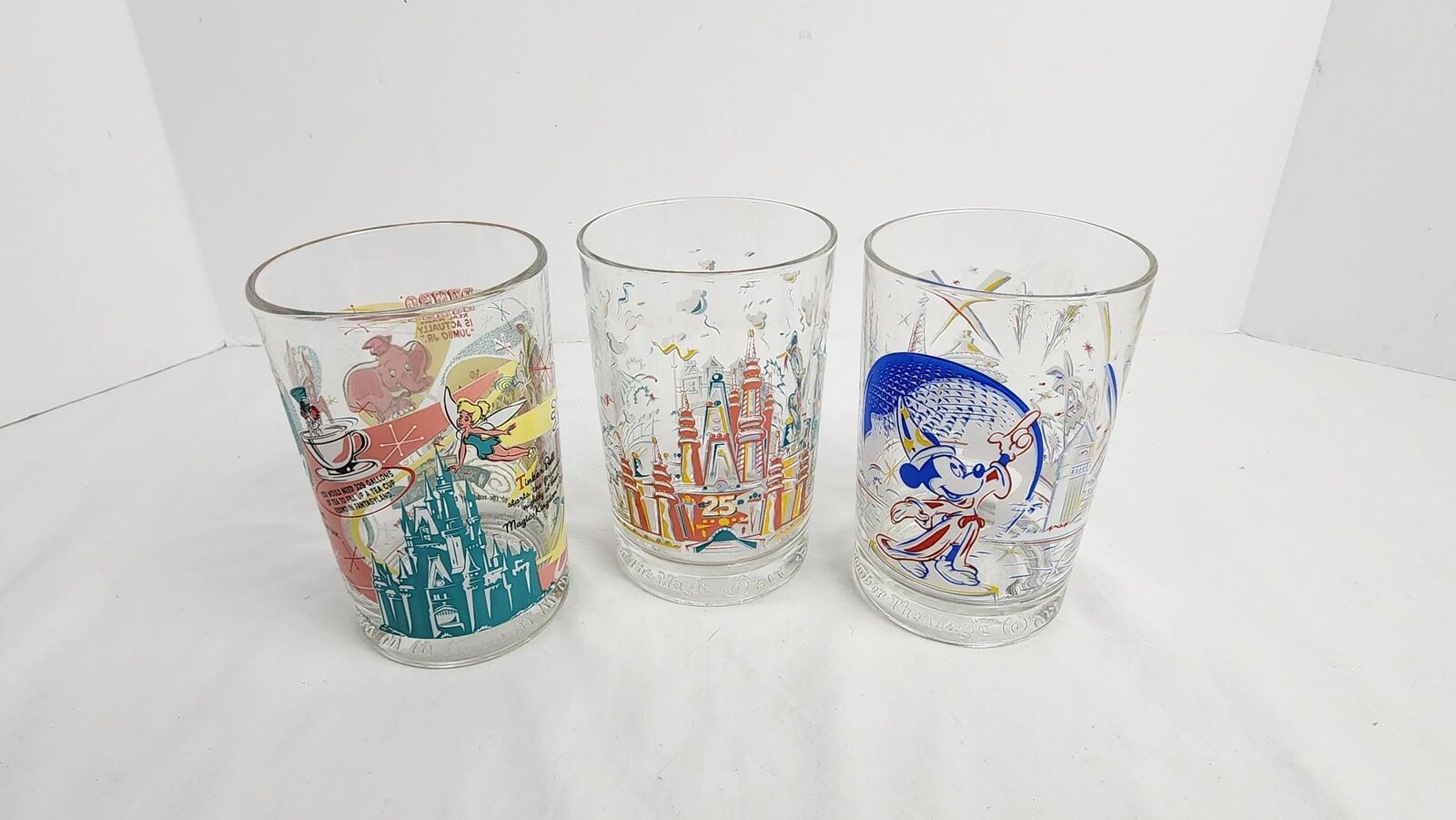 1996 - McDonald's 25th Anniversary Disney Glass Cup Lot of 3