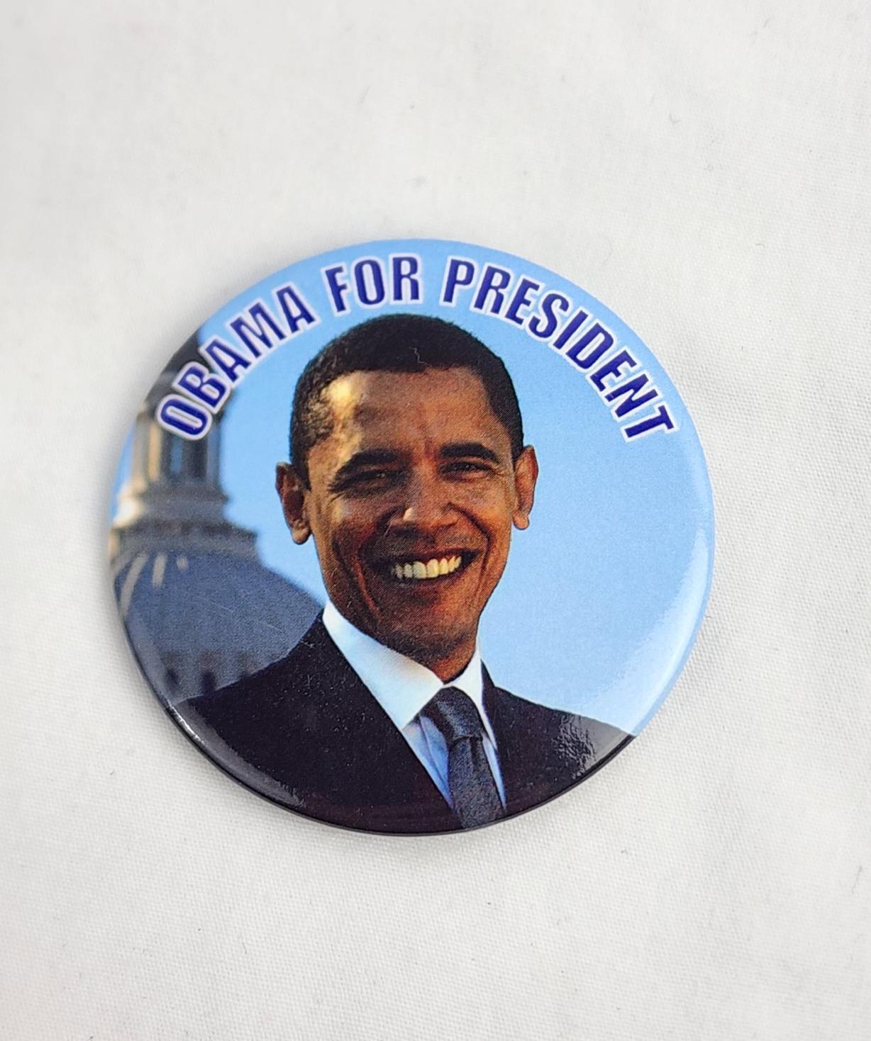 Obama for President 2008 Campaign Circle Pin - 2 1/2 in