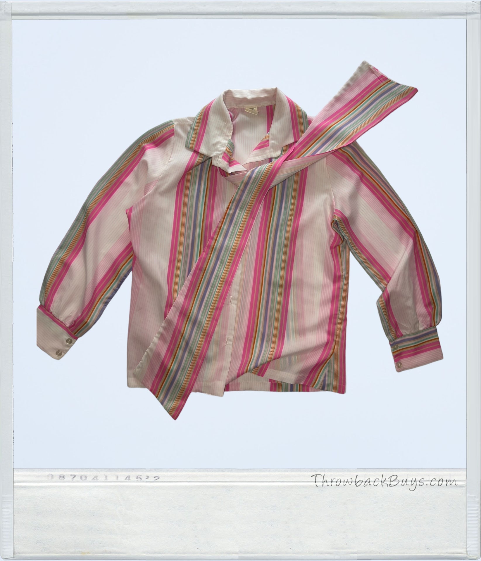 1990s - Silk Pink Striped Womens Button Up Blouse