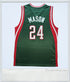 2001 - Official Milwaukee Bucks Anthony Mason #24 Autographed Jersey Green - RARE