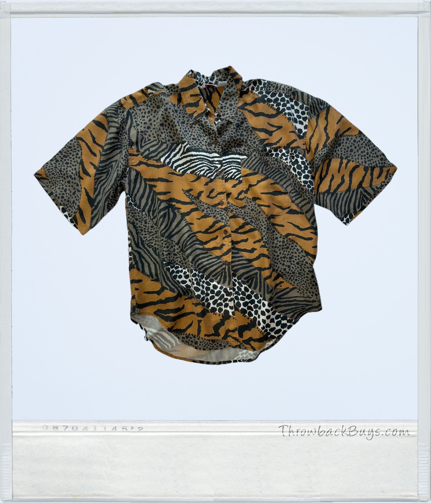 Vintage - Karen Hart Animal Print Womens Silk Shirt & Short Set Medium