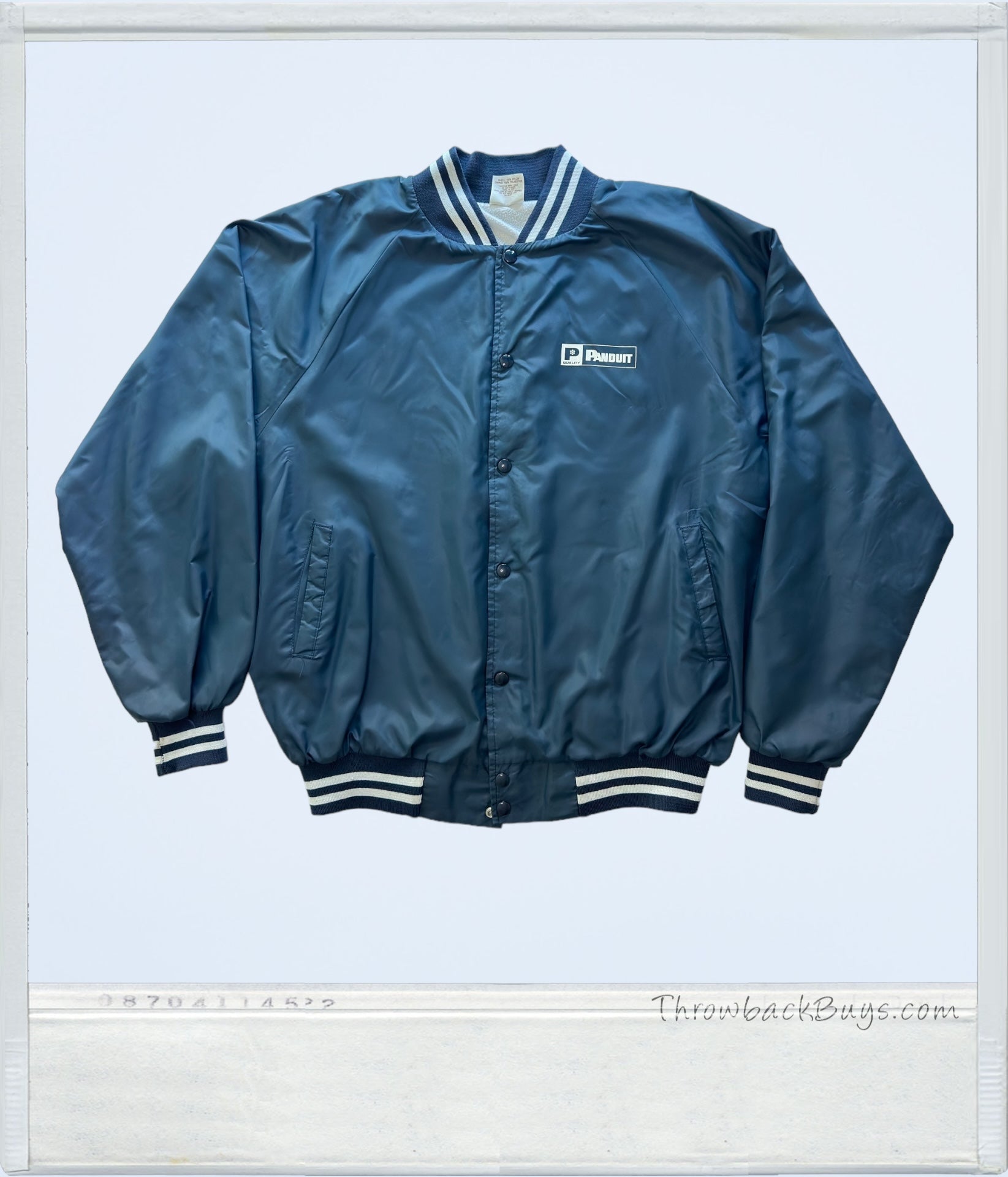 1990s - Auburn Sportswear x Panduit Navy Blue Bomber Jacket Nylon XL