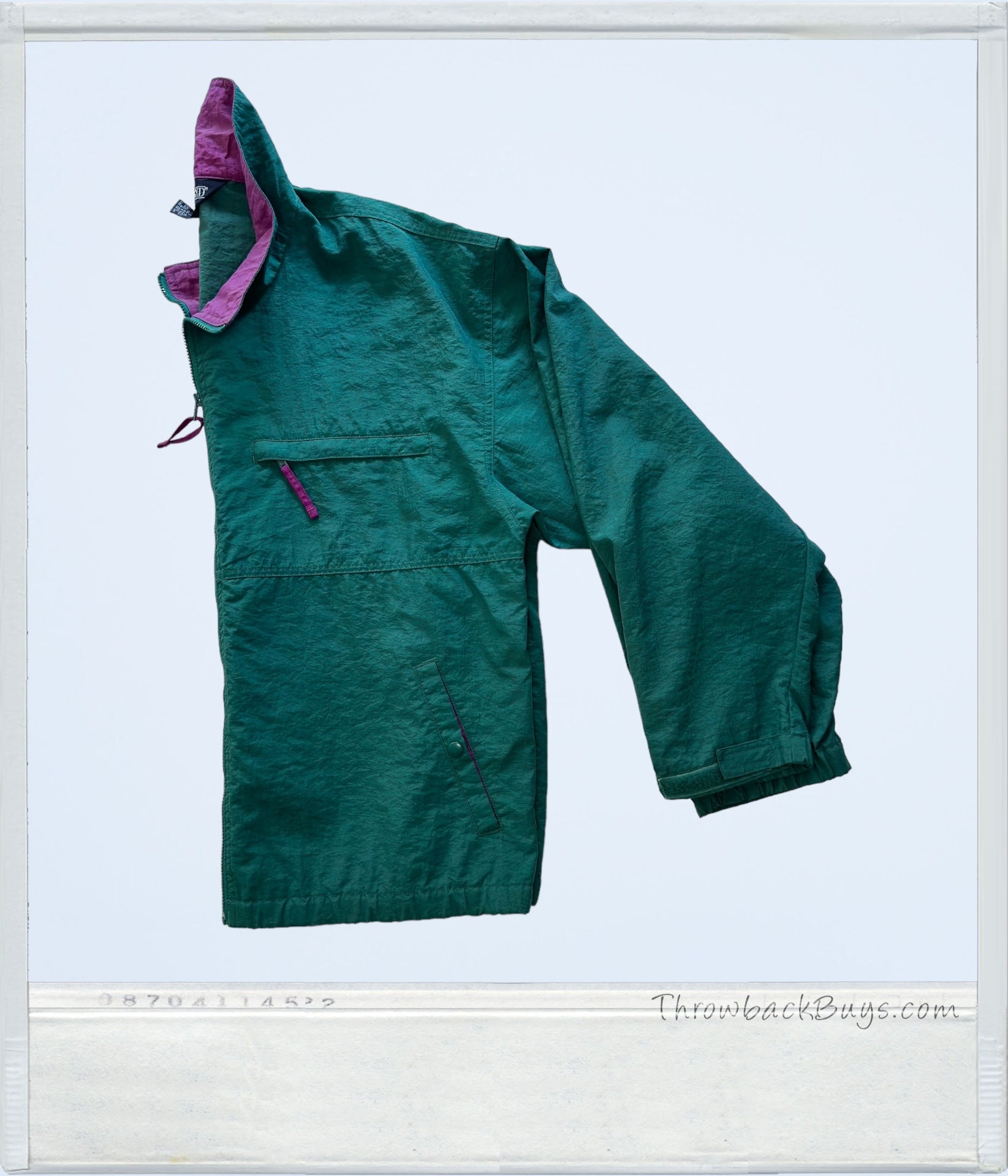 1990s - Lands End Women's Green & Purple Nylon Windbreaker