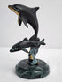 Vintage - SPI San Pacific International Mother Dolphin & Baby Brass/Marble Base Statue