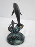 Vintage - SPI San Pacific International Mother Dolphin & Baby Brass/Marble Base Statue