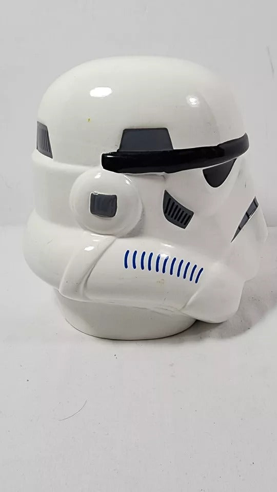 Star Wars Lucas Film Storm Trooper Head Ceramic Piggy Bank Coin Jar 7" White