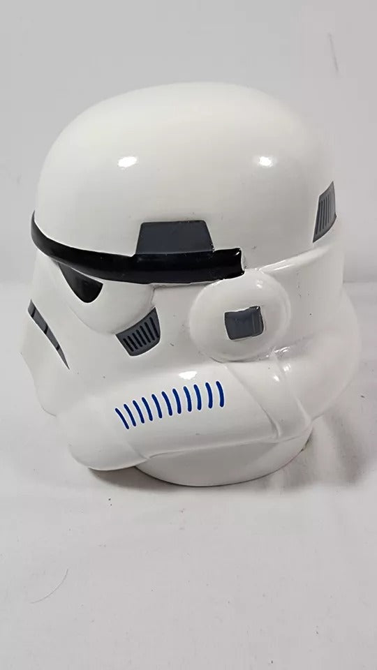 Star Wars Lucas Film Storm Trooper Head Ceramic Piggy Bank Coin Jar 7" White