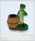 Vintage - Green Gecko Pencil Holder With Barrel Storage