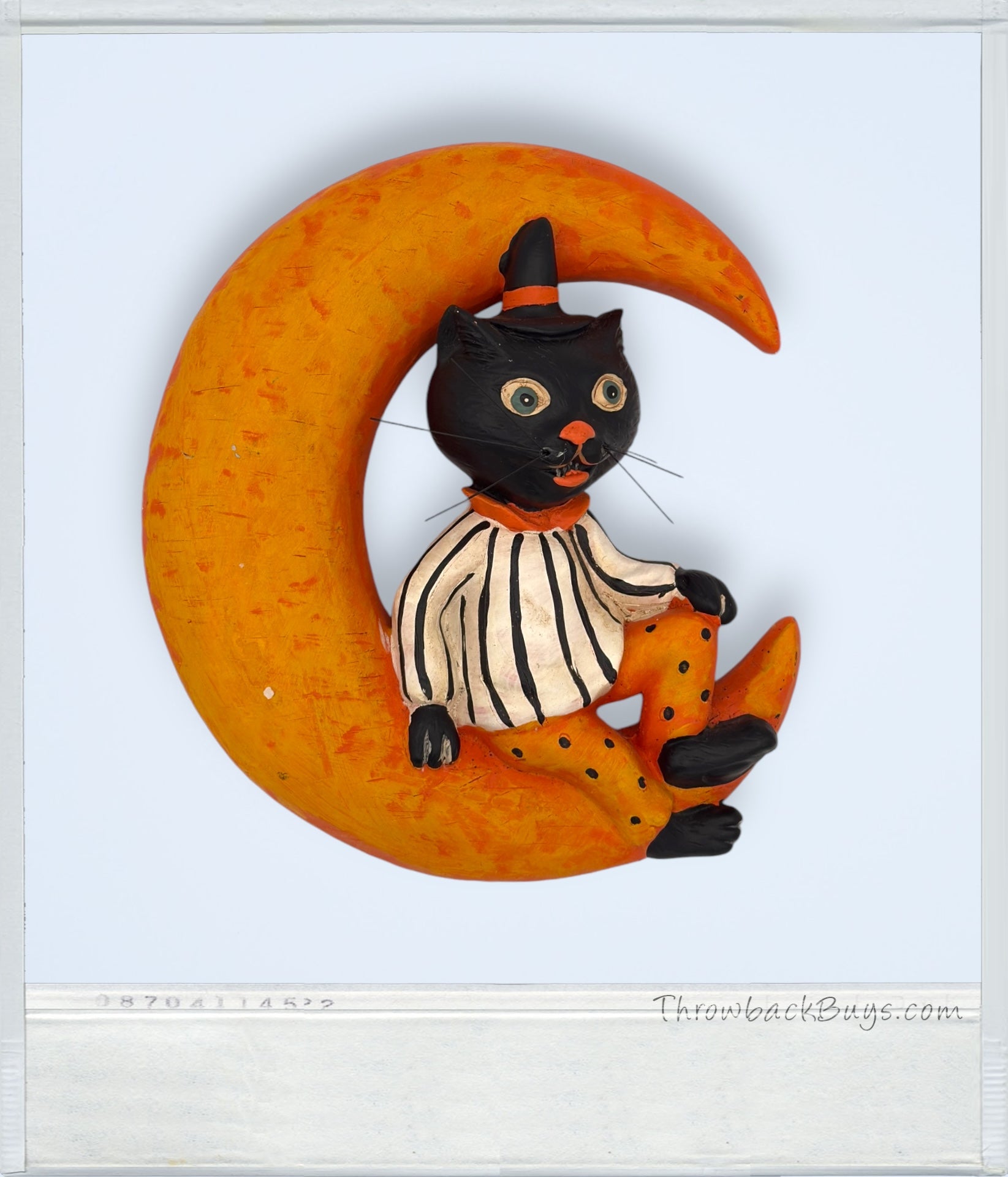 Vintage - Ashland Black Cat Orange Moon Halloween Wall Decor Cermaic