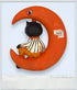 Vintage - Ashland Black Cat Orange Moon Halloween Wall Decor Cermaic