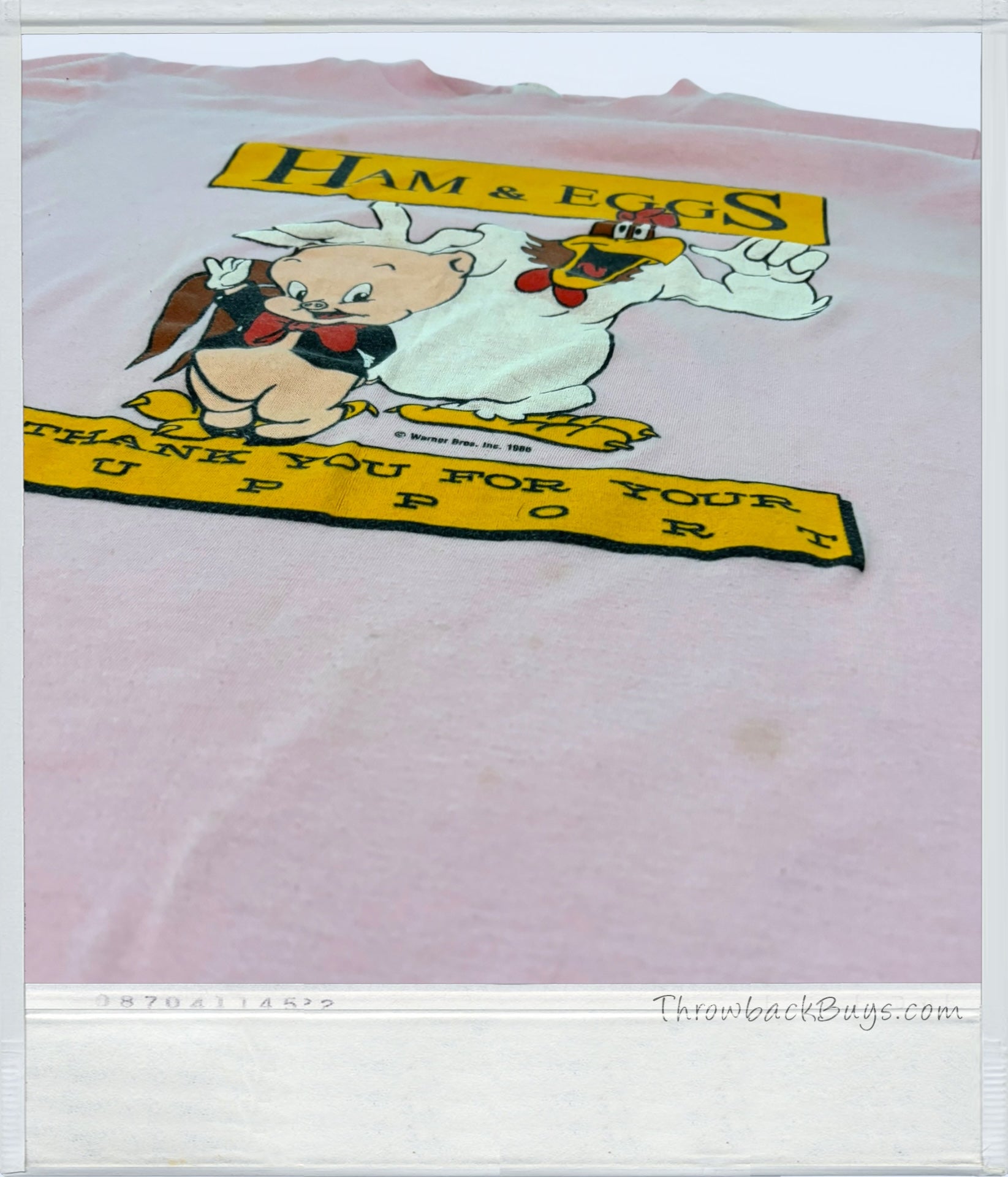 1986 - Porky Pig Foghorn Leghorn 'Ham & Eggs' Pink T-Shirt - RARE