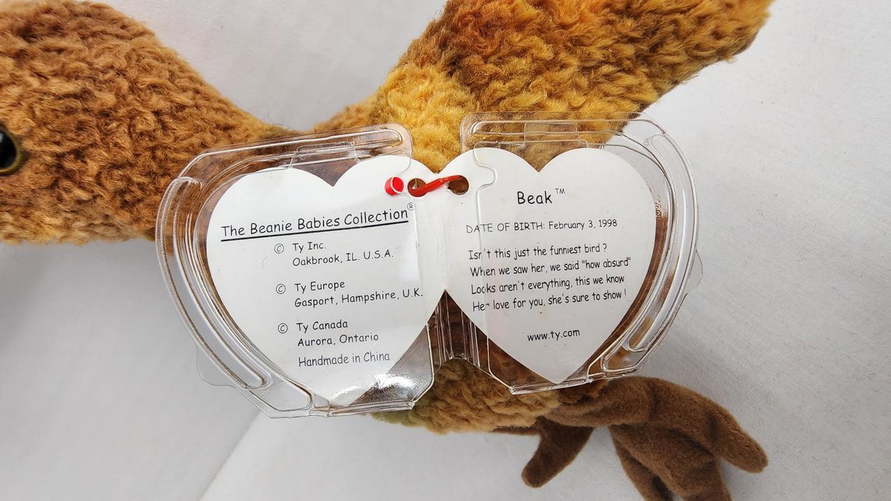 Ty Beak Kiwi Bird Beanie Babies - 6 in, Vintage, 1998, Multicolor