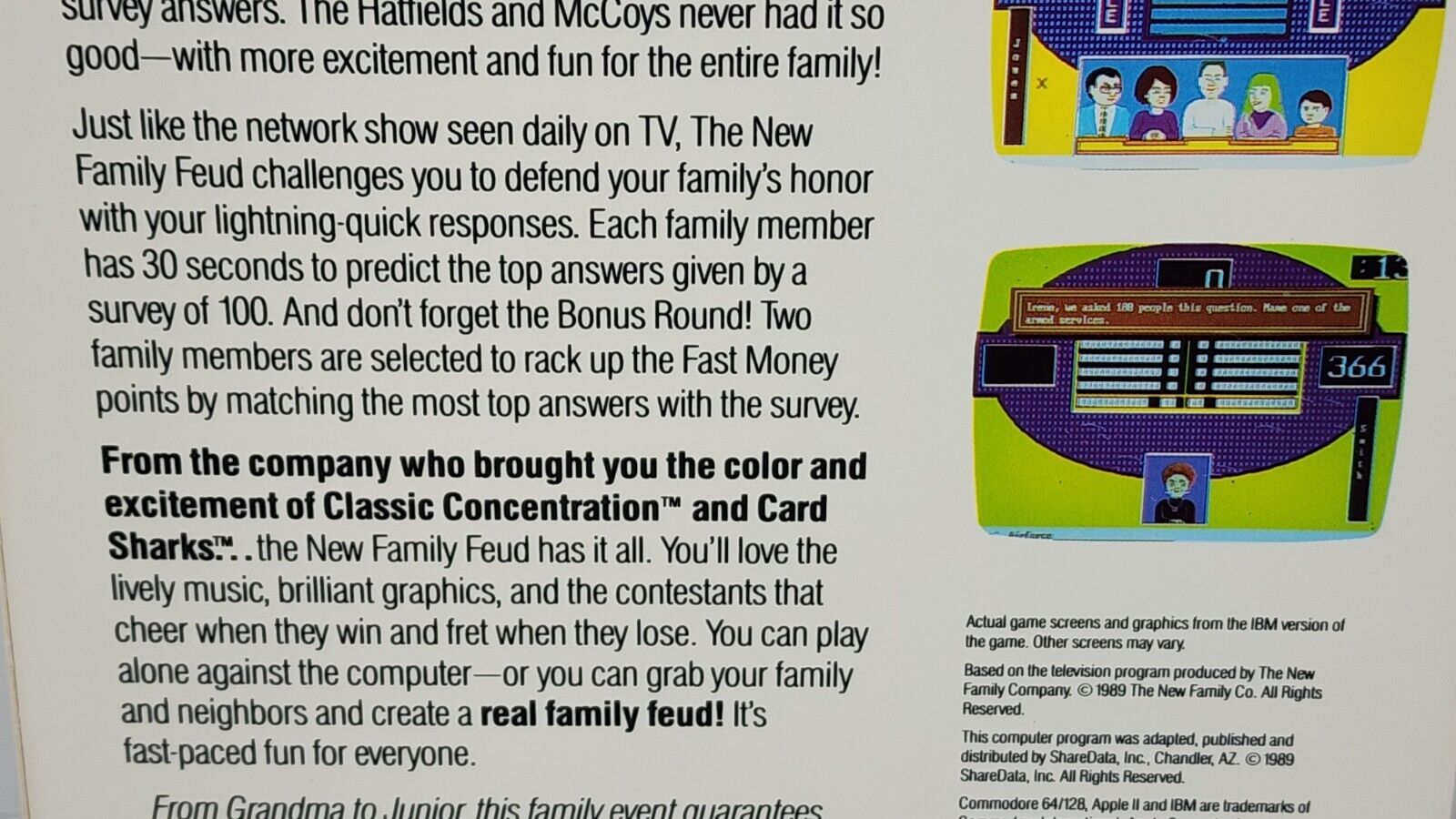 1989 - The All New Family Feud Official TV Game Show (IBM, Tandy) PC Game