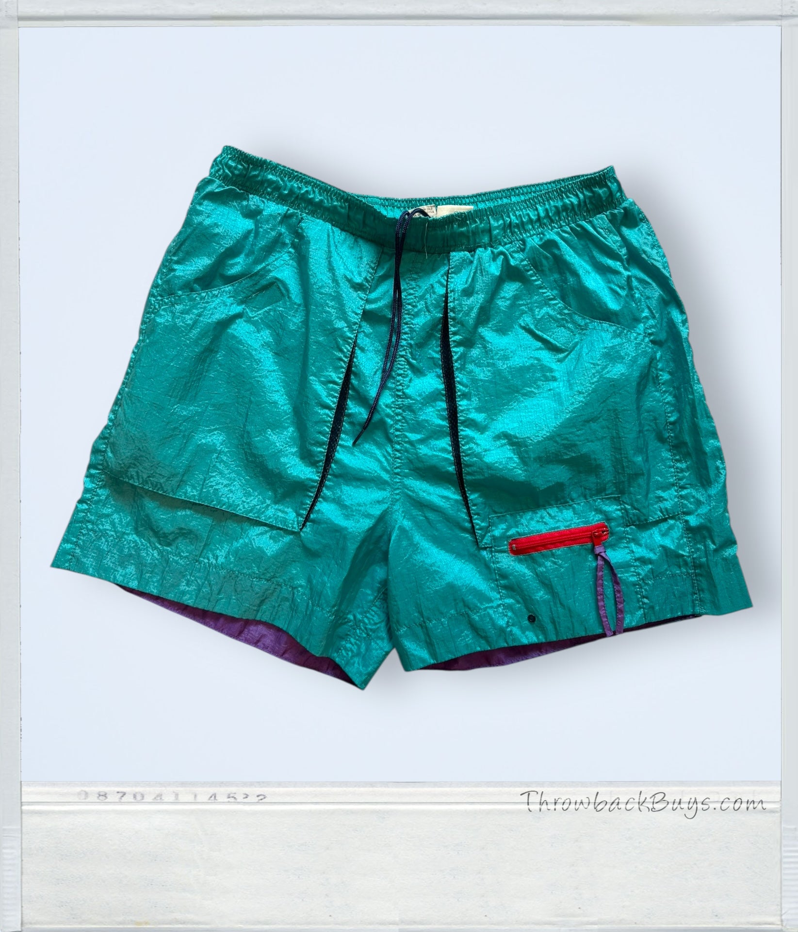 Vintage 90s: Eastern Mountain Sports - Teal Nylon Swim Shorts w/ Pockets M