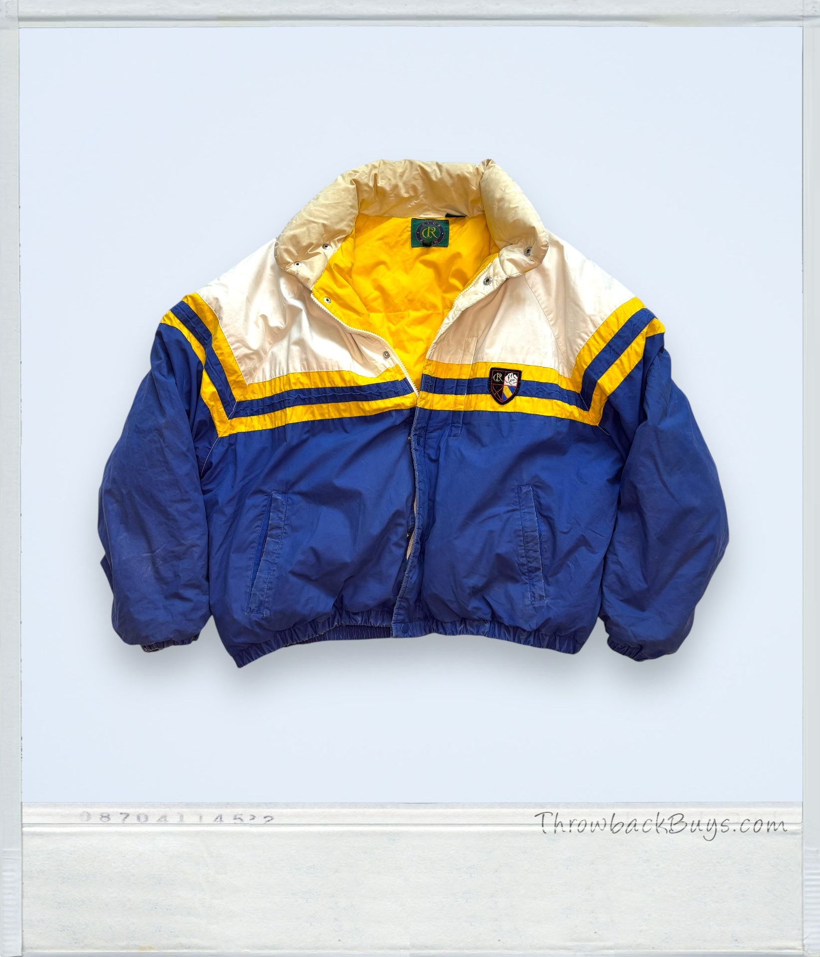 Vintage CR Club Windbreaker Jacket (Navy, Yellow & Cream) XL