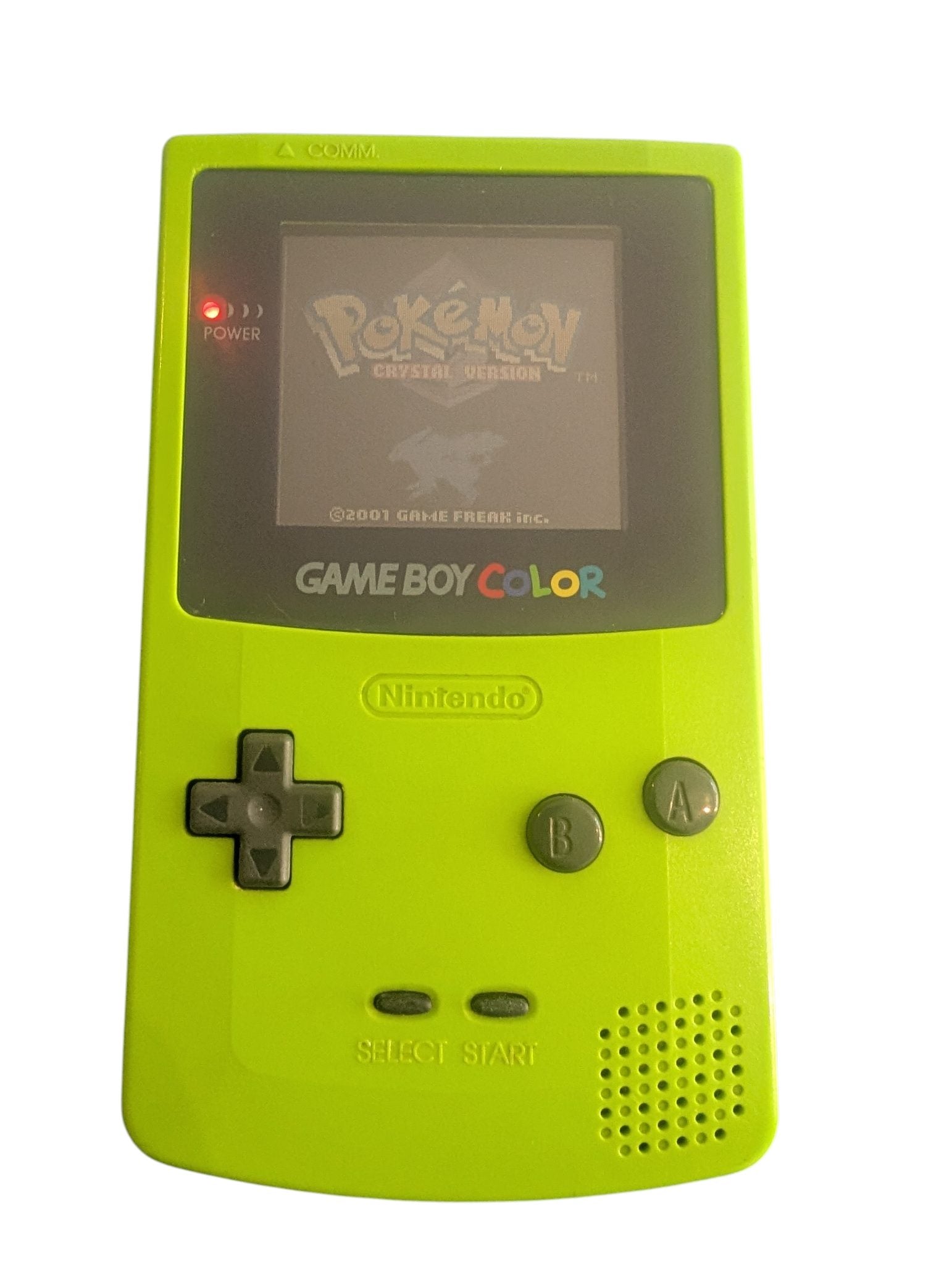 Gameboy Color in Lime Green w/ Reproduction Pokemon Crystal