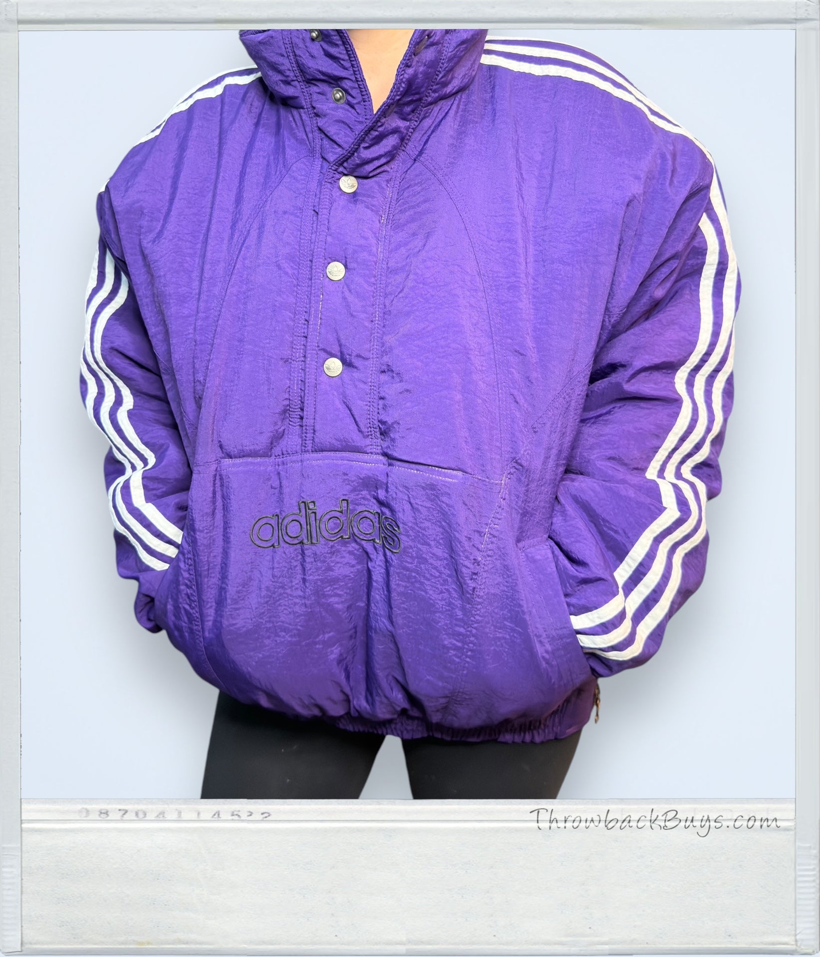 Vintage - Adidas Pullover Puffer Jacket Purple Quilt-Lined Medium