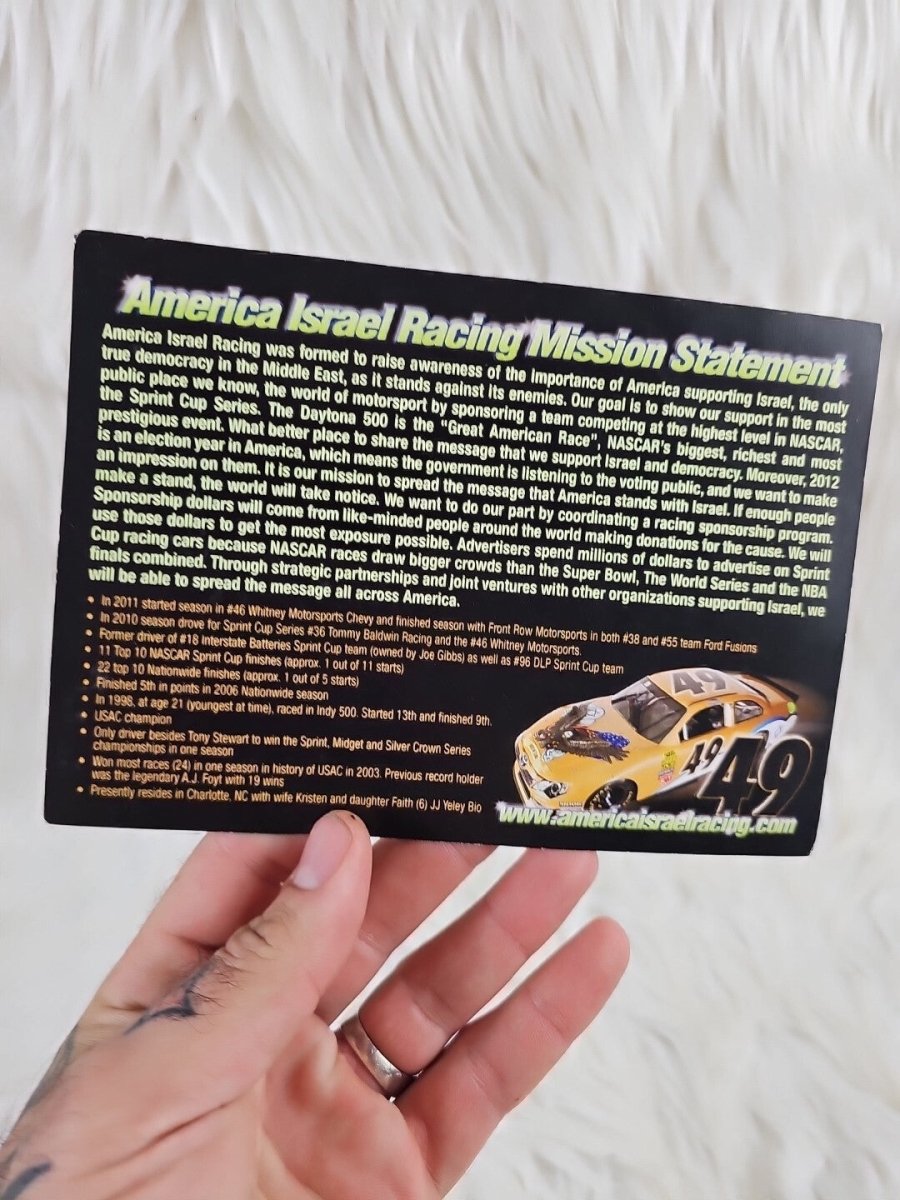 Autograph 2007 J.J. Yeley America Isreali Racing Auto Signed Action NASCAR Photo - Sports Memorabilia - ThrowbackBuys - The Thrifty Gypsyy Shop
