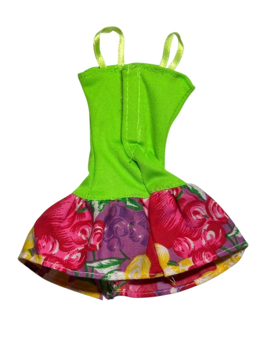 Barbie Doll Clothing From The 1990’s Neon Green & Floral Dress with Tag - Dolls - ThrowbackBuys - Abunnysvintageco