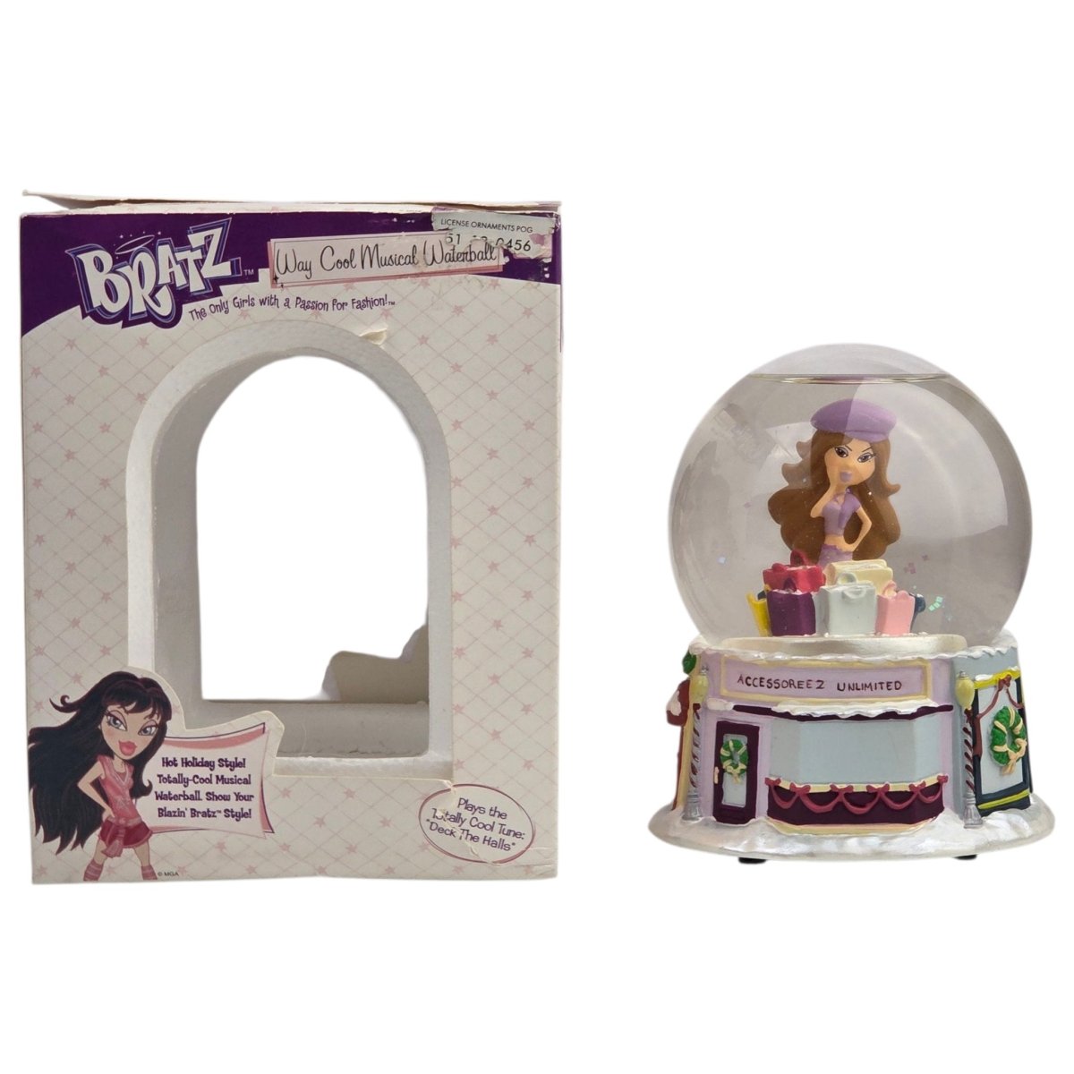 Bratz Way Cool Musical Waterball Snow Globe Plays "Deck the Halls" - MGA Enesco - Decor - ThrowbackBuys - A N E 1 Stop Shop