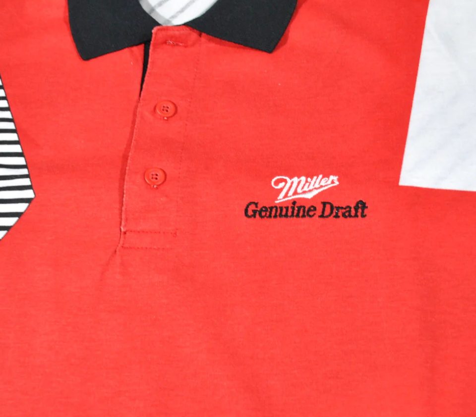 Vintage Miller Genuine Draft Beer 90s Polo Shirt Size Medium