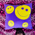 Vintage Y2K Purple Smiley Face Throw Pillow