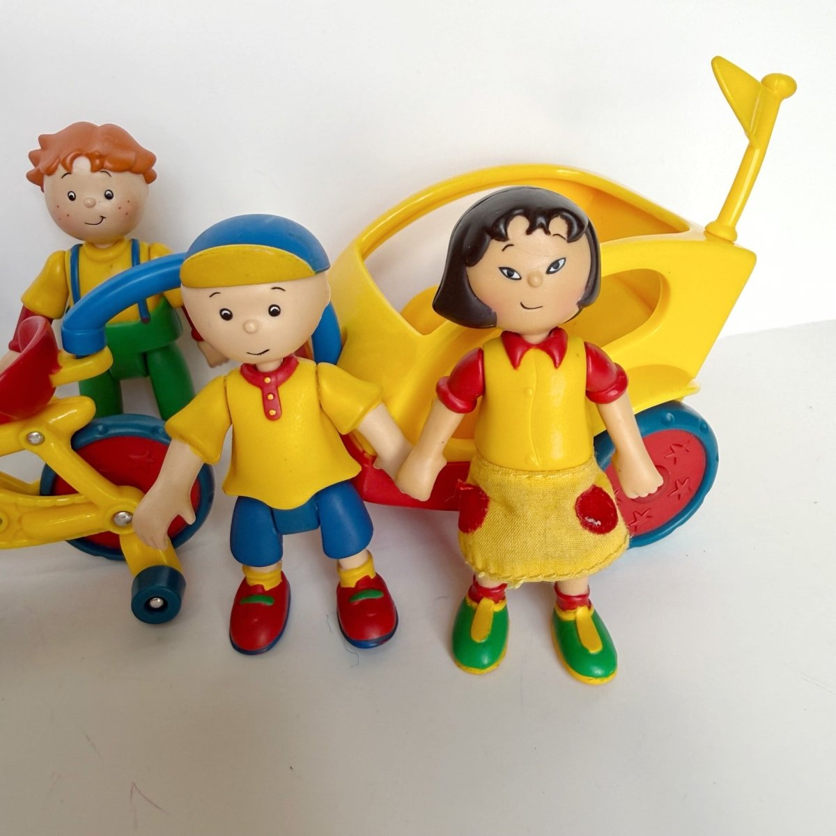 Caillou and Friends Figure Set Leo Clementine Bike 2002 PBS - Collectible Toys - ThrowbackBuys -NostalgicEpisodes
