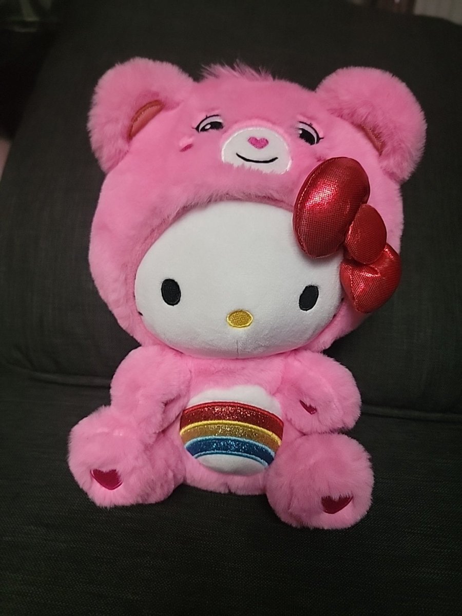 Care Bears Hello Kitty Dressed As Cheer Bear 10" Plush Sanrio - Plushies - ThrowbackBuys - Amanda's Awesome Finds