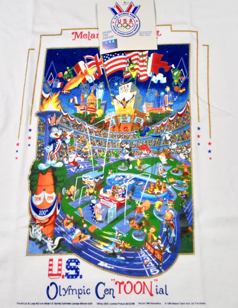 Vintage 1996 Atlanta Olympics Looney Tunes Shirt Size Youth Kids Large