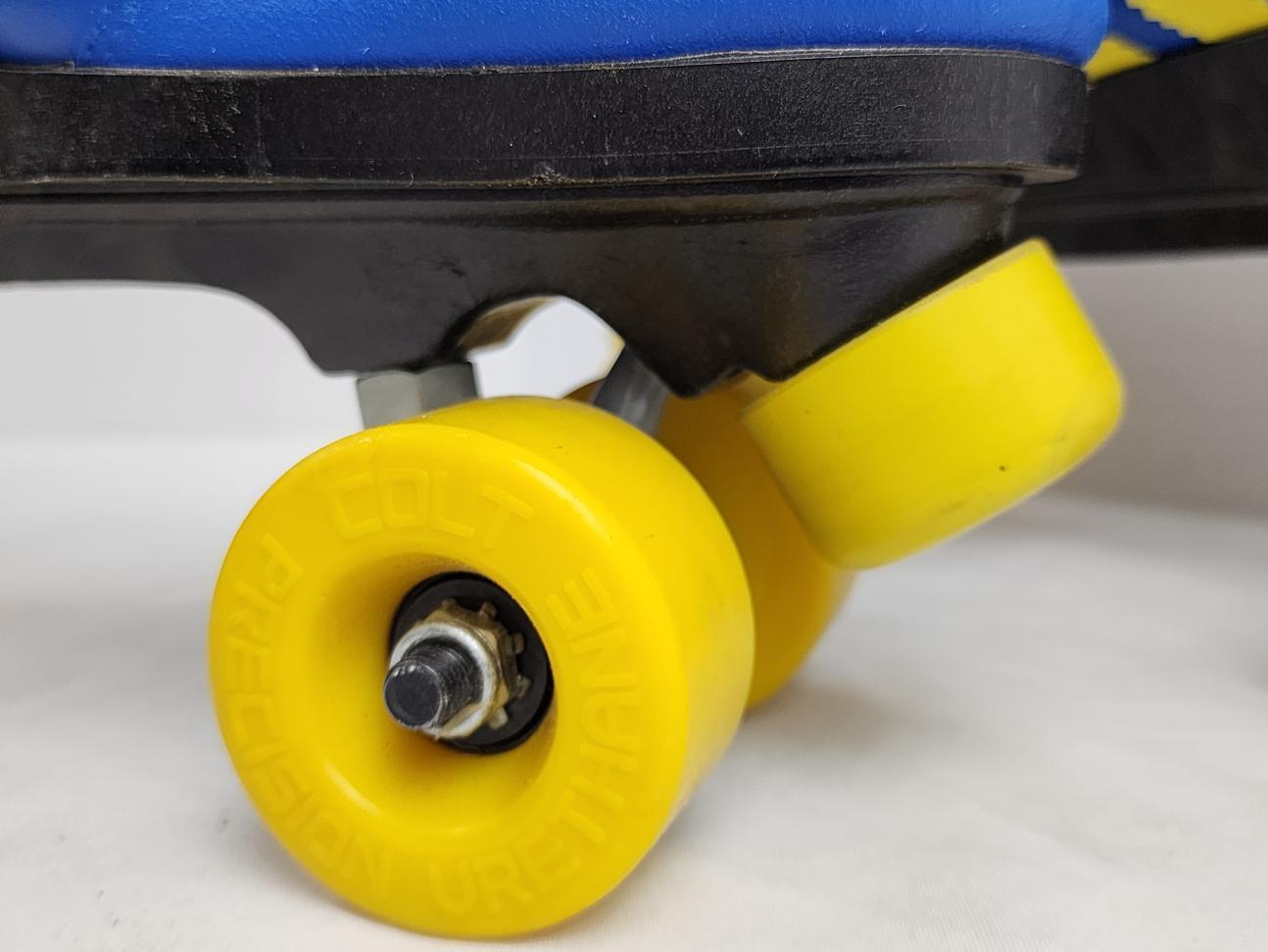 1980s - Colt Roller Skates - Men's US 9.5, Vintage Blue/Yellow