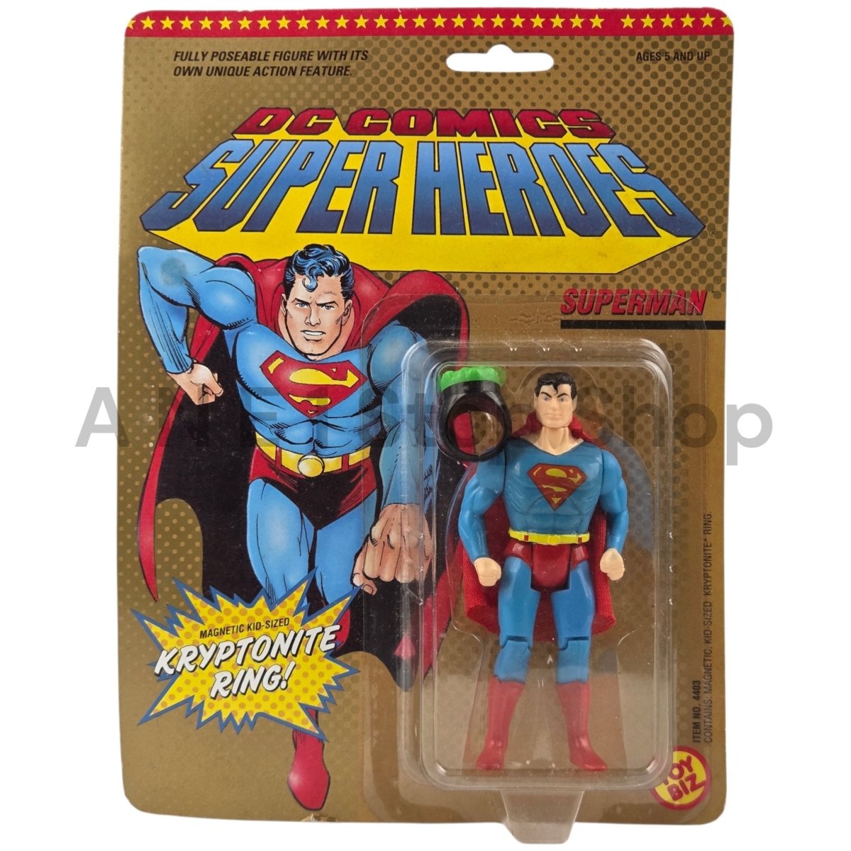 DC Comics Super Heroes Superman 4.5" Figure w Kryptonite Ring - Toy Biz 1989 - Action Figures & Collectibles - ThrowbackBuys - A N E 1 Stop Shop