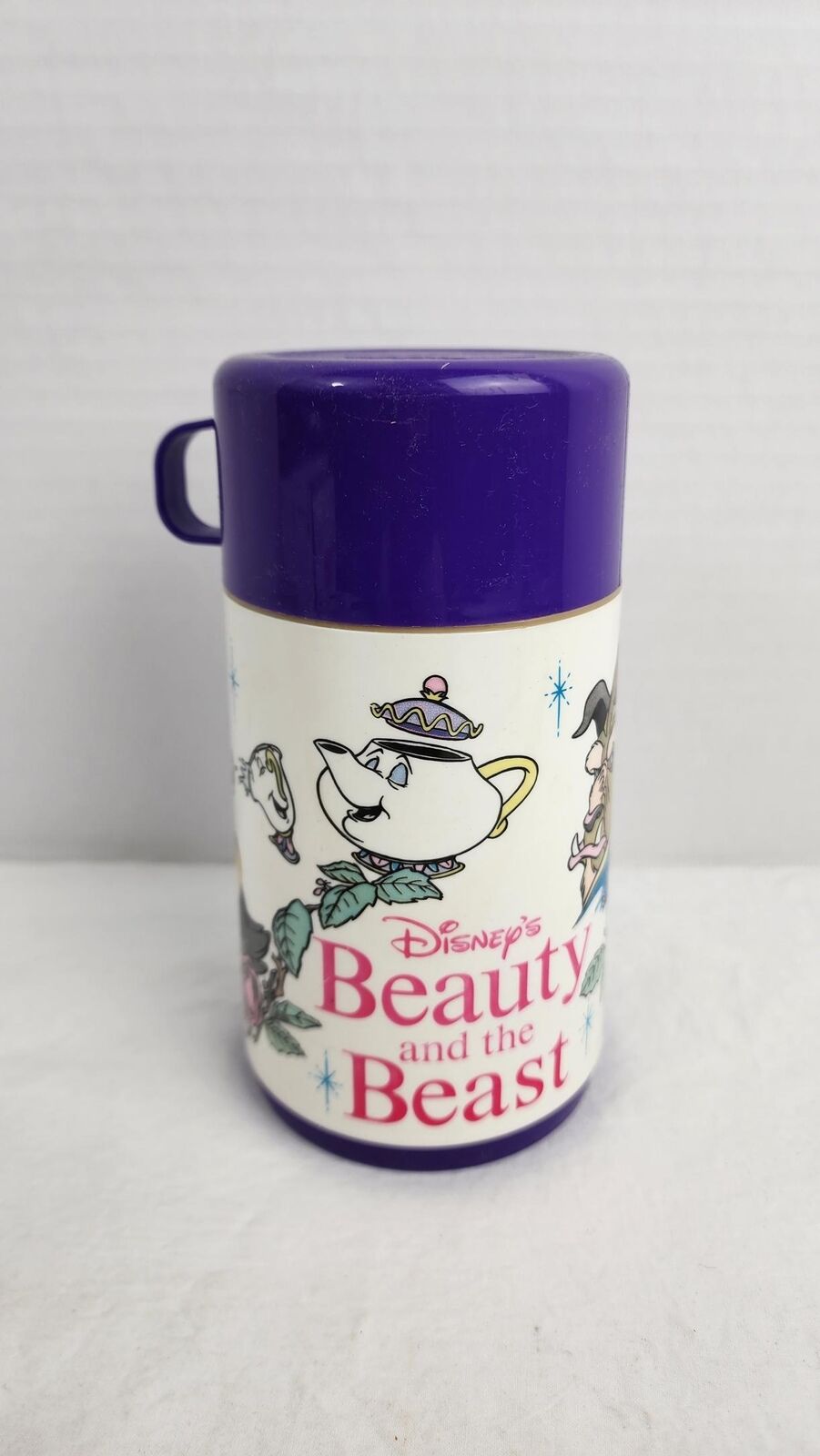 1990 - Disney Beauty & the Beast Thermos Purple/White