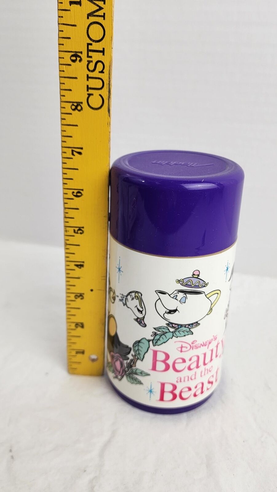 1990 - Disney Beauty & the Beast Thermos Purple/White