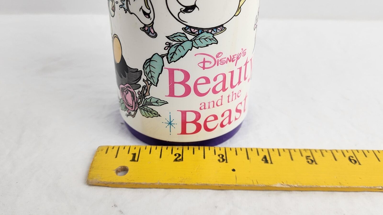 1990 - Disney Beauty & the Beast Thermos Purple/White