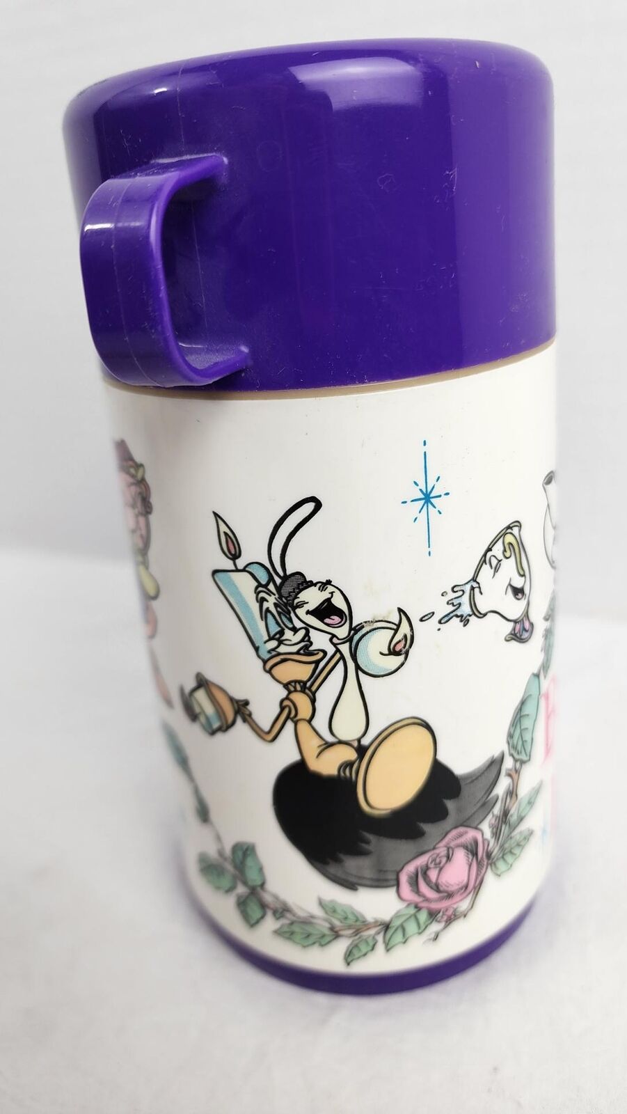 1990 - Disney Beauty & the Beast Thermos Purple/White