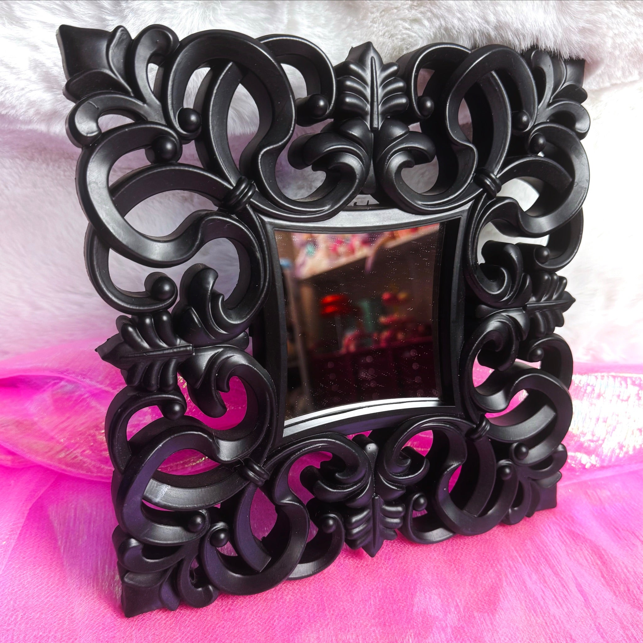 Vintage 2000s Ornate Black Wall Mirror
