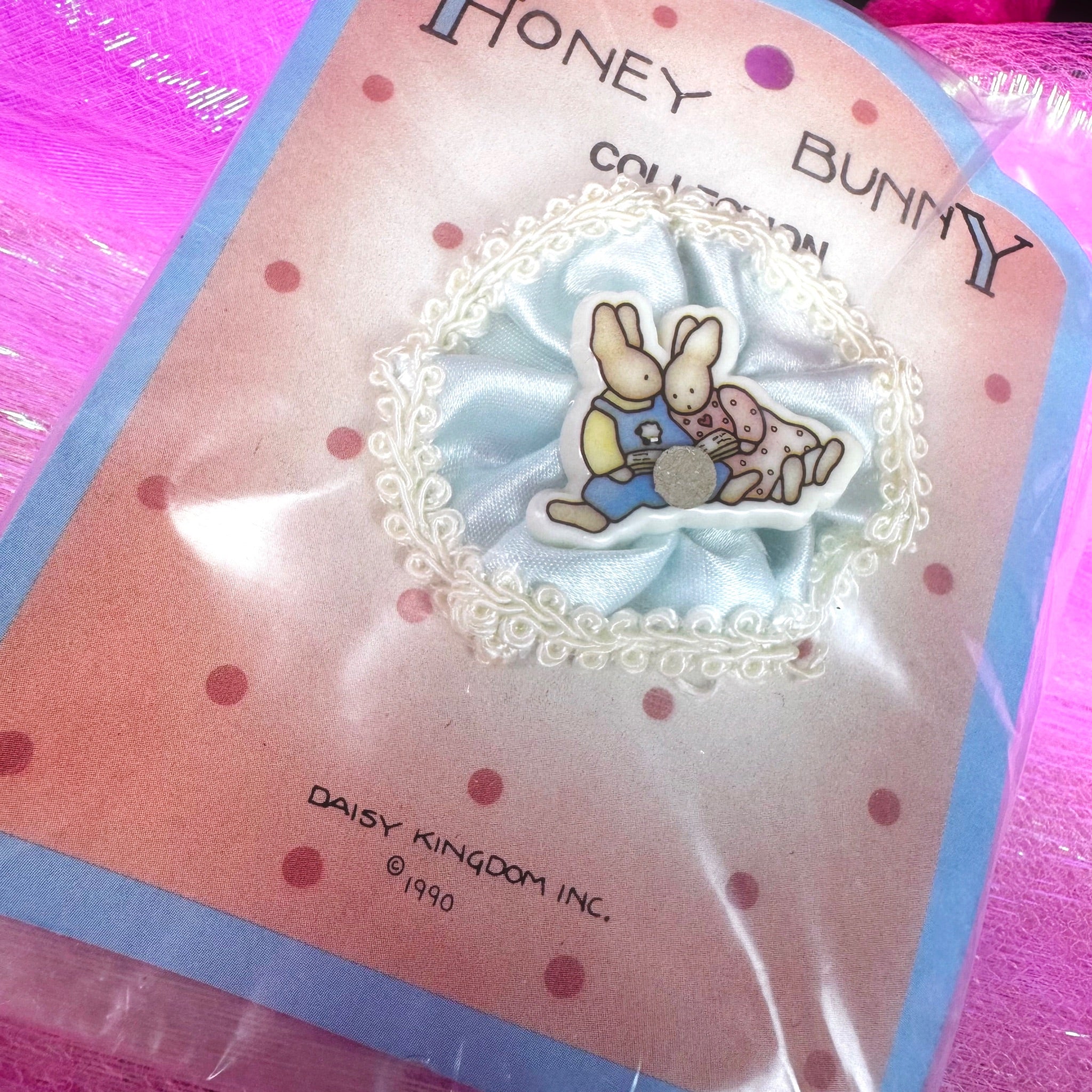Vintage 1990 Daisy Kingdom Hunny Bunny Hair Bow - Bunny Couple