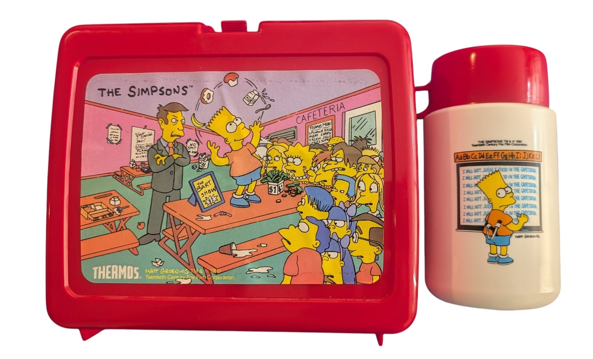 The Simpsons Vintage Thermos Co. Red Lunchbox w/ Thermos - (1990)