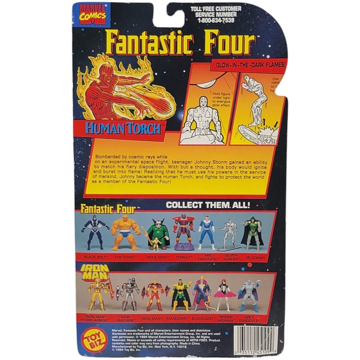 Fantastic Four Human Torch Figure Glow - In - The - Dark - Toy Biz 1994 - Action Figures & Collectibles - ThrowbackBuys - A N E 1 Stop Shop