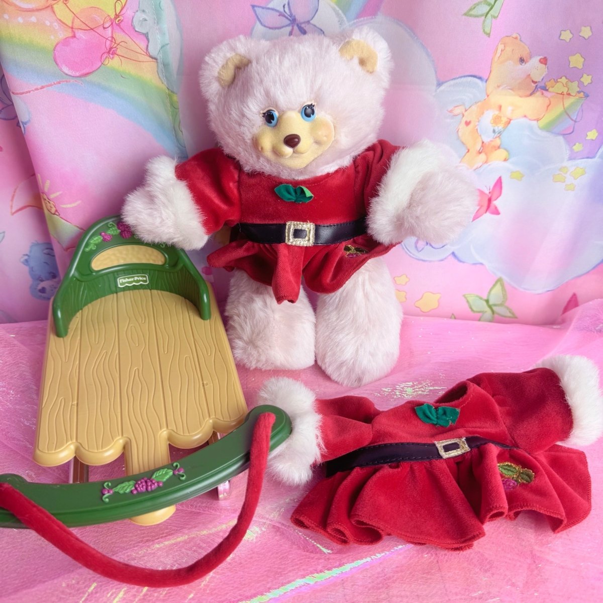 Fisher Price Briarberry Bears Lot: Bear, Sled, Santa Outfits - Vintage 90s Toys - Action Figures & Collectibles - ThrowbackBuys - Starbunnyvintage