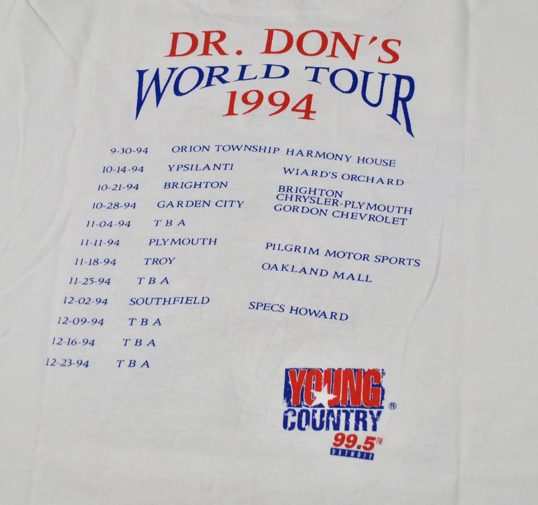 1994 - Yesterday's Attic: Dr. Don's World Tour Shirt - XL