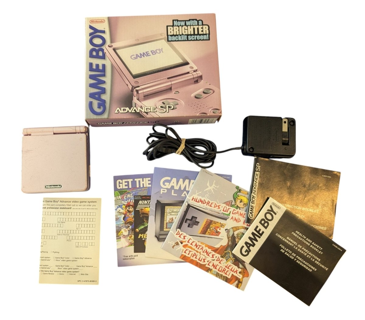 Gameboy Advance SP - Pearl Pink AGS-101 - Complete in Box (CIB) - (2005) - Handheld Consoles - ThrowbackBuys -Slaqr Retro Gaming & Collectibles