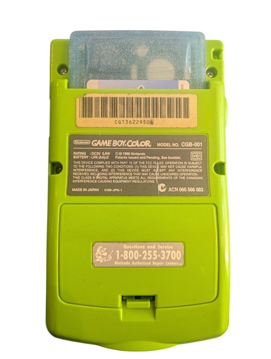 Gameboy Color in Lime Green w/ Reproduction Pokemon Crystal - Video Games - ThrowbackBuys -Slaqr Retro Gaming & Collectibles