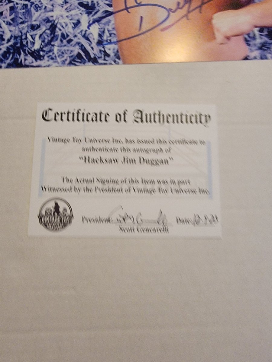 Hacksaw Jim Duggan Autographed 2x4 Photo with COA. - Paper Goods - ThrowbackBuys - Amanda's Awesome Finds