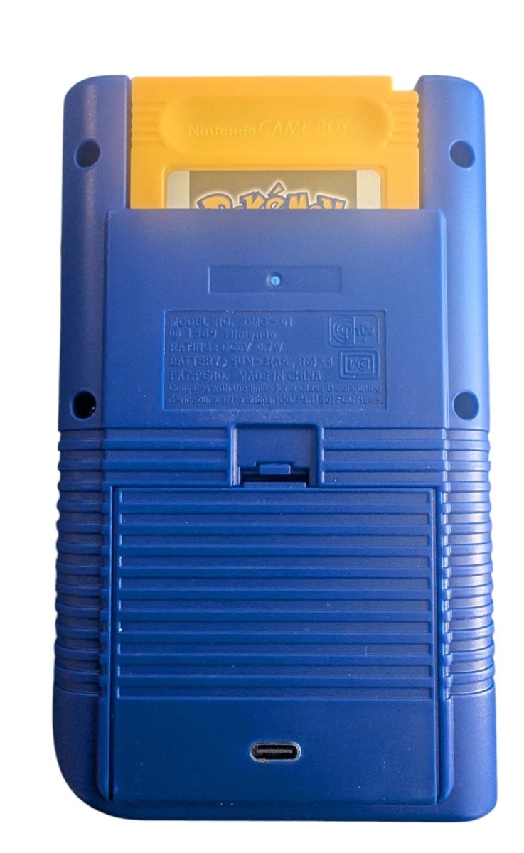 IPS Screen/USB-C Gameboy DMG-01 w/ Reproduction Pokemon Yellow - Yellow/Blue Pokemon Shell - Video Games - ThrowbackBuys -Slaqr Retro Gaming & Collectibles