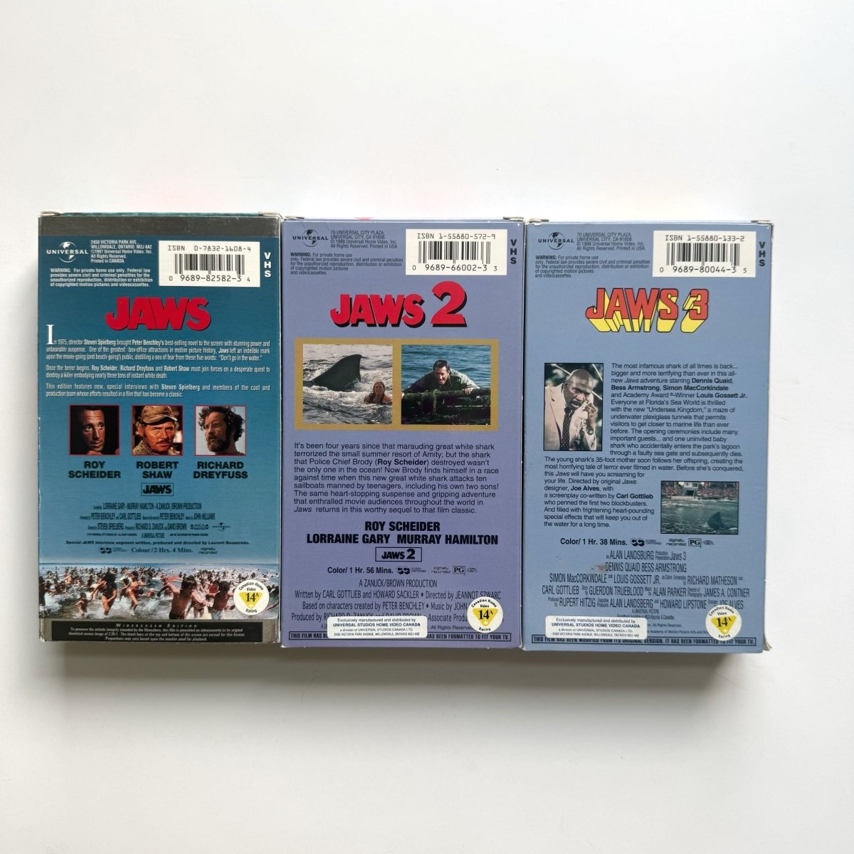 Jaws 1 2 and 3 VHS Tapes Movies - VHS - ThrowbackBuys -NostalgicEpisodes