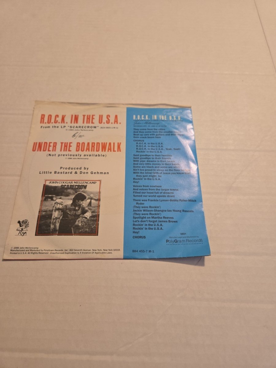 John Cougar Mellencamp ROCK In The USA 45 RPM Vinyl Record - Vinyl - ThrowbackBuys - Amanda's Awesome Finds