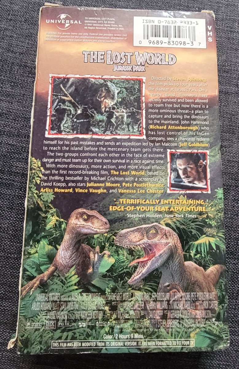 Jurassic Park The Lost World VHS Tape - VHS - ThrowbackBuys - Amanda's Awesome Finds